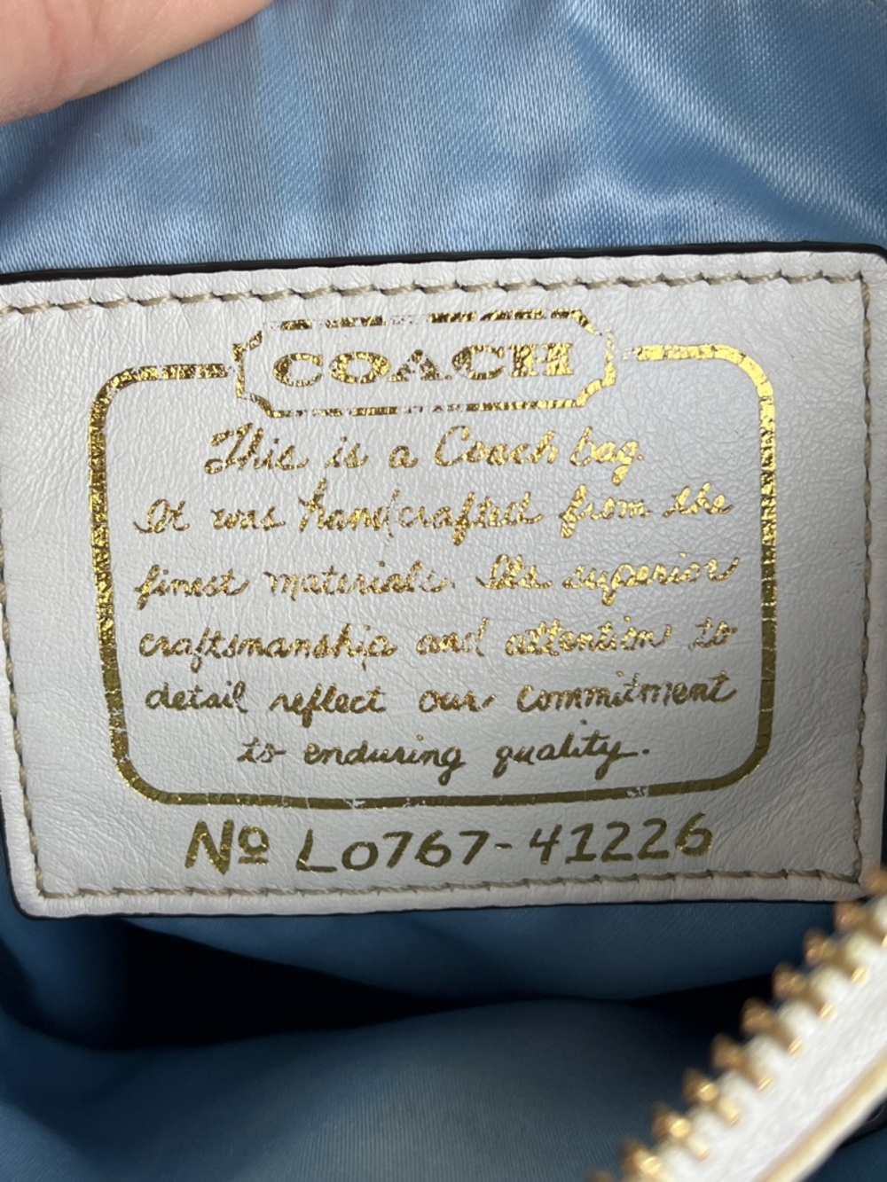COACH Poppy Op Art Crossbody Swingpack Bag blue cream geometric pattern - Picture 9 of 16